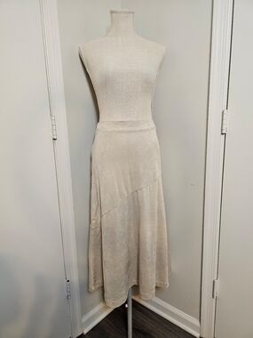 Time and Tru Cream A-Line Midi Skirt